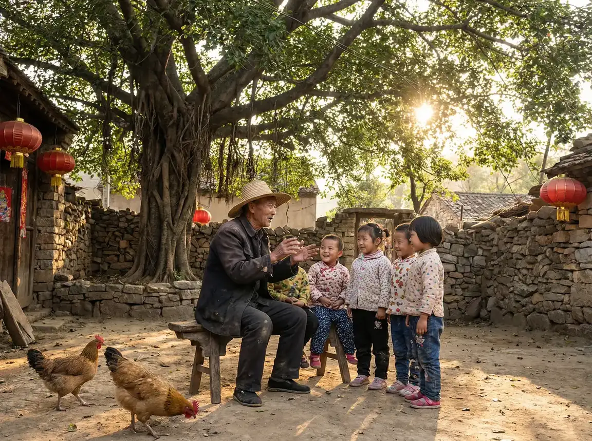 老人在大榕树下给孩子们讲故事 - 铁核桃电视剧在线观看 乡村记忆